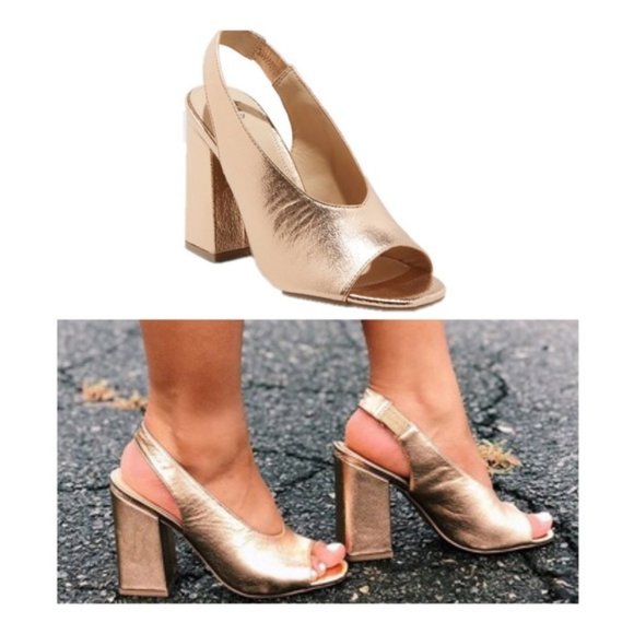 a new day Shoes - A New Day Women's Rose Gold Chunky Heel Wedge Sandals Shoes